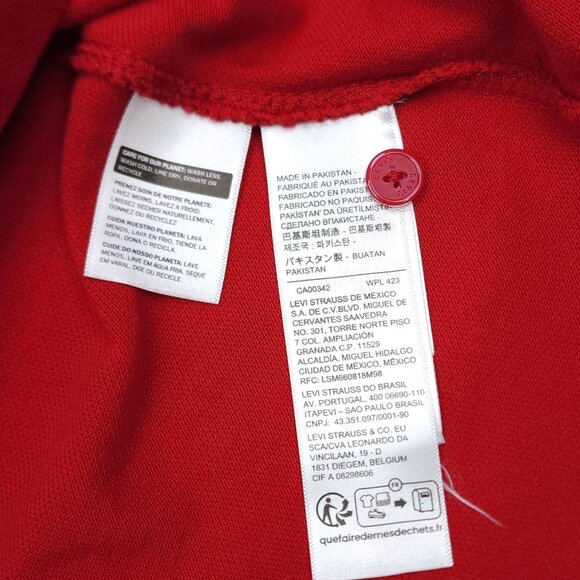 Levis Mens Red Polo Shirt Size Medium Standard Fit Cotton - Picture 6 of 9